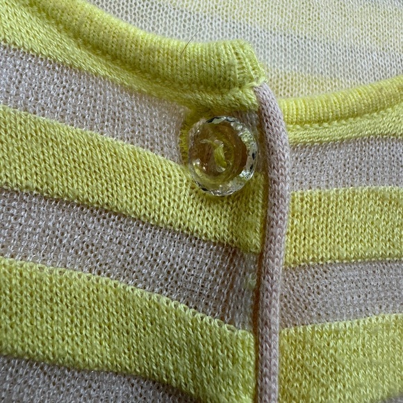 Anthropologie Moth Size Medium Yellow Striped Button Short Sleeve Cardigan Top - Picture 5 of 8